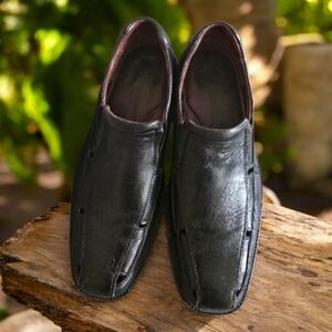 Johnston & Murphy Shoes Men's Size 8.5 8-1/2  Black Leather Loafers Slip On